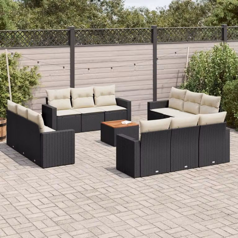 Maison Exclusive - Set Divani da Giardino 13pz con Cuscini Nero in Polyrattan