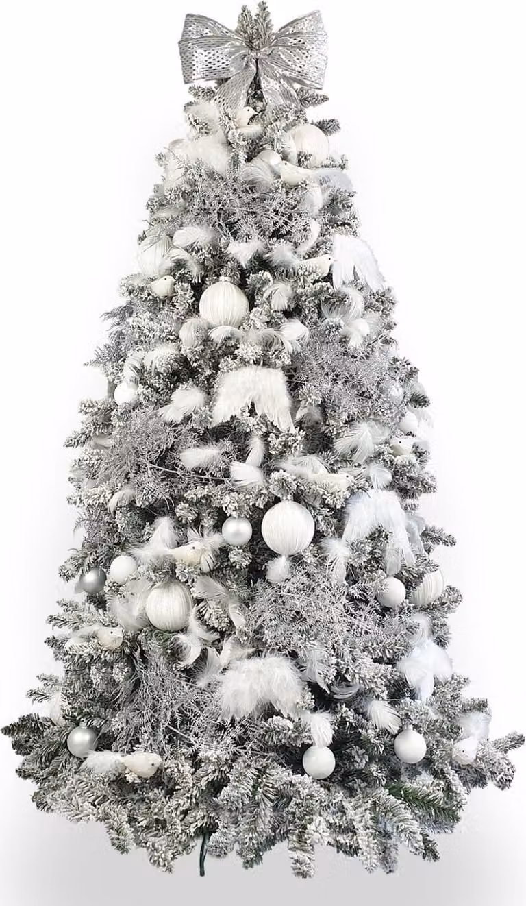Albero di Natale artificiale decorato con 90 ornamenti REGINA DELLE NEVI 180 cm con supporto e ornamenti natalizi
