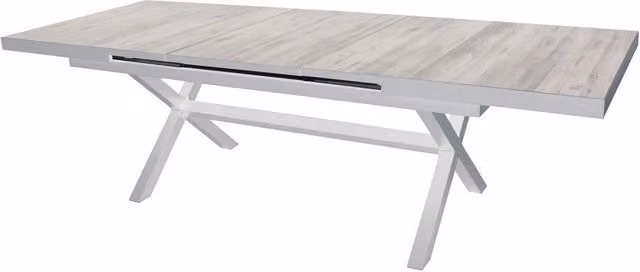 Tavolo da pranzo rettangolare allungabile Djerba di GIORDANOSHOP in alluminio bianco opaco con piano in ceramica L/P/H: 200/260 x 100 x 75 cm