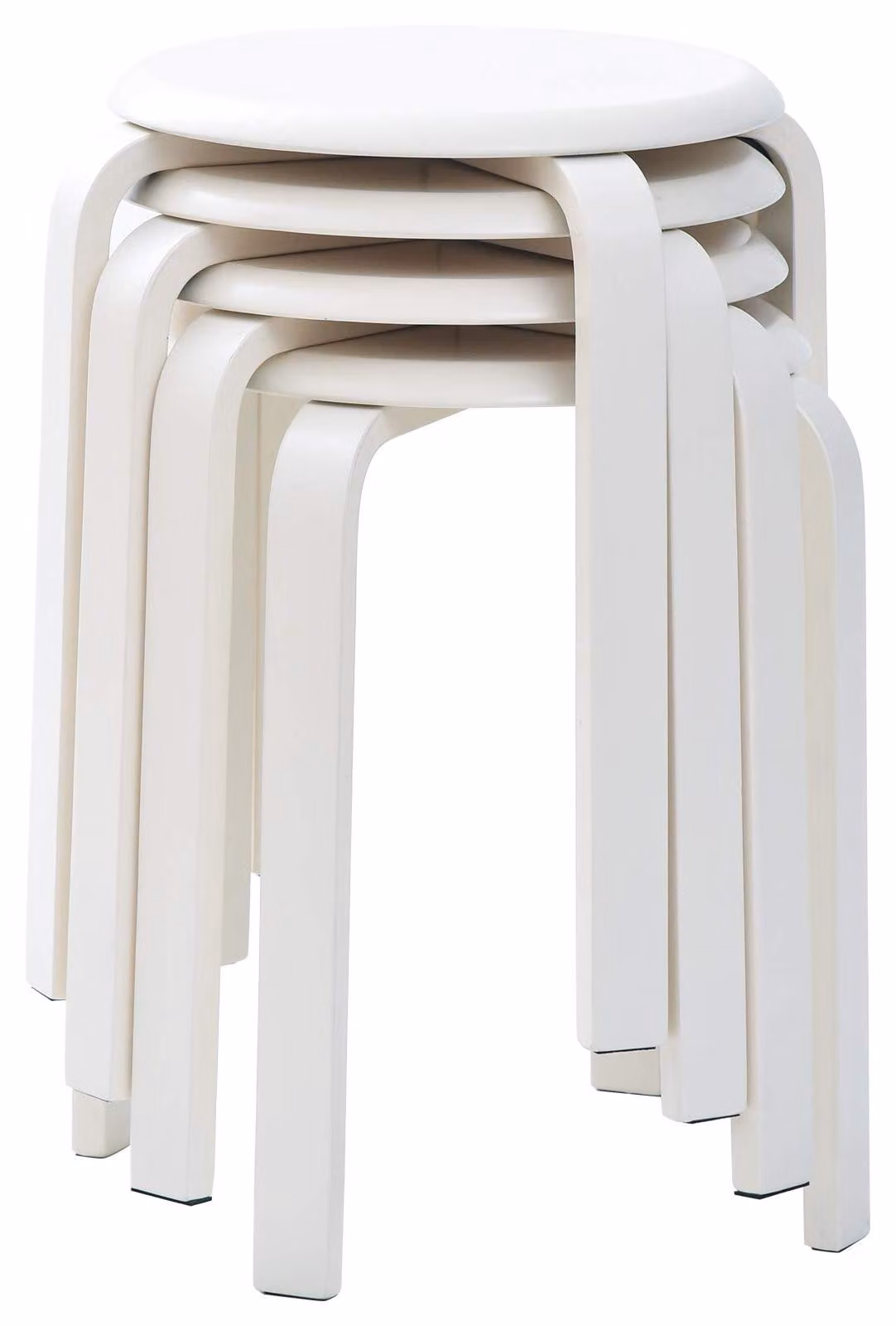 Sedia da pranzo in legno, bianca, set da 4, impilabile, con tappetino antiscivolo, ideale per la cucina