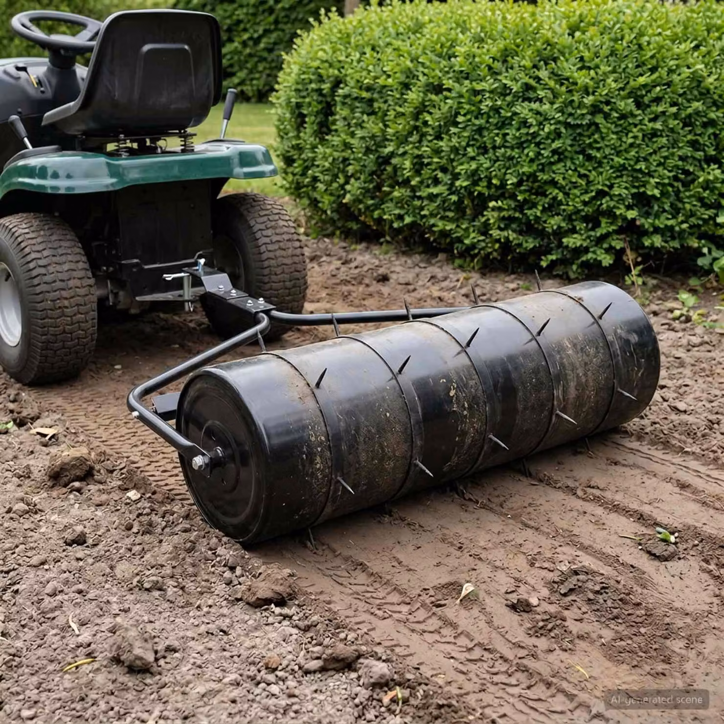 Rullo per prato da giardino manuale con morsetti per aeratori vidaXL in acciaio nero