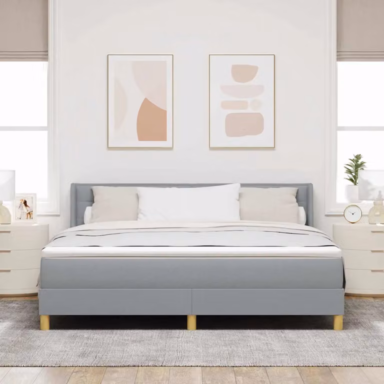 Letto a molle con materasso vidaXL in tessuto Grigio chiaro L 180 x P 200 cm