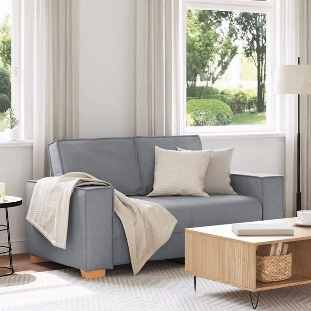 Divano a 2 posti moderno vidaXL in tessuto grigio con cuscini inclusi L: 160 cm, P: 78 cm, H: 84 cm – 1