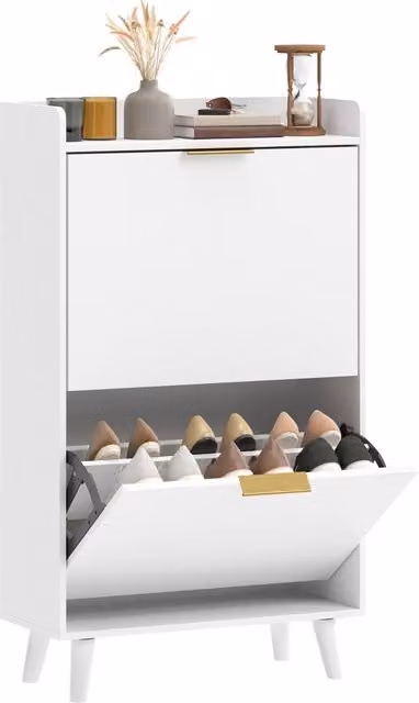 Scarpiera 12 paia con 2 cassetti e ripiani regolabili ¨C Minimal ¨C bianco 88x30x112