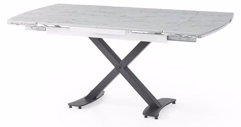 Tavolo da pranzo in marmo, confortevole, moderno, allungabile, beige, con rotelle