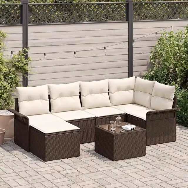 Set Divano da Giardino 7 pz Marrone polyrattan 3345438