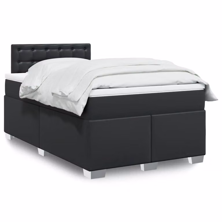 vidaXL Giroletto a Molle con Materasso Ibrido in Similpelle Nero L/P/H: 120 x 200 x 100,5 cm