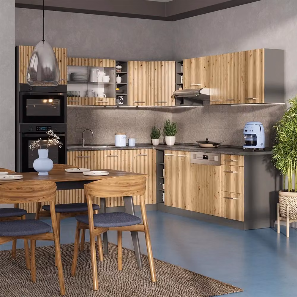 Cucina angolare completa R-Line Vicco in Rovere e Antracite L: 247 cm, P: 237 cm – 2