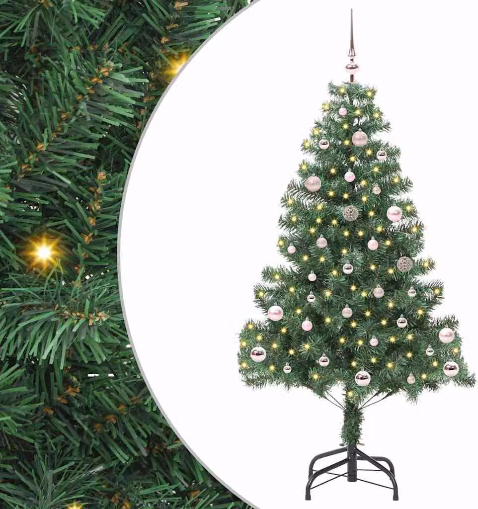 Albero di Natale con 150 LED con supporto Verde 150 cm PVC