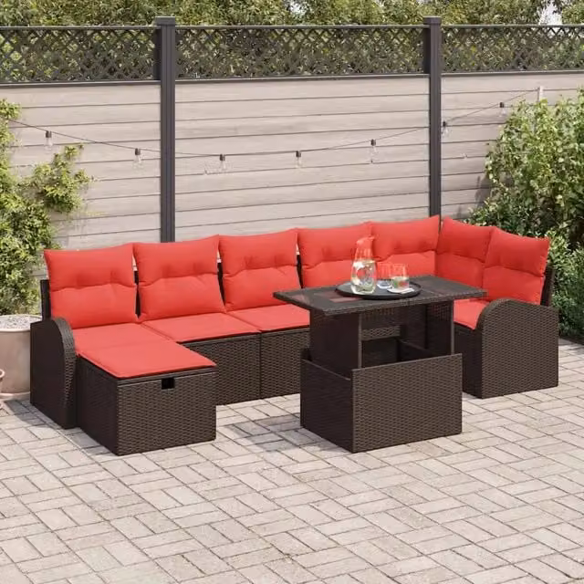 Set Divano da Giardino 8 pz Marrone polyrattan 3361103