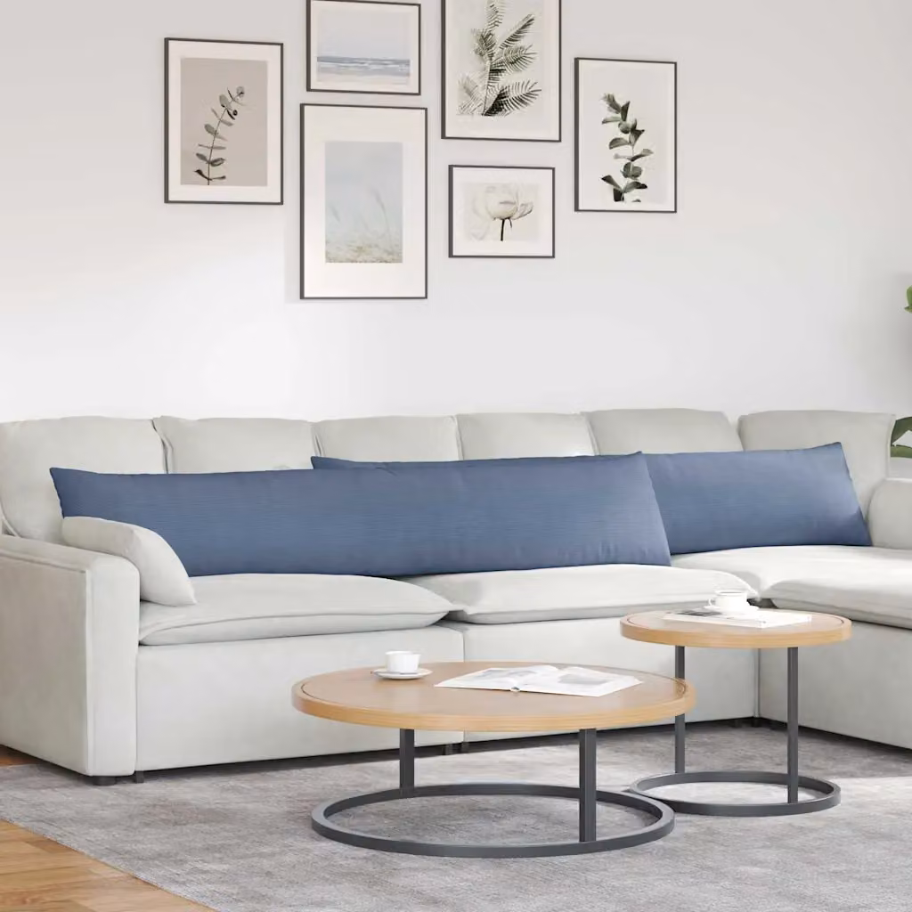 Set di 2 cuscini da divano vidaXL in tessuto di velluto a coste blu, L 200 cm x P 40 cm x H 40 cm