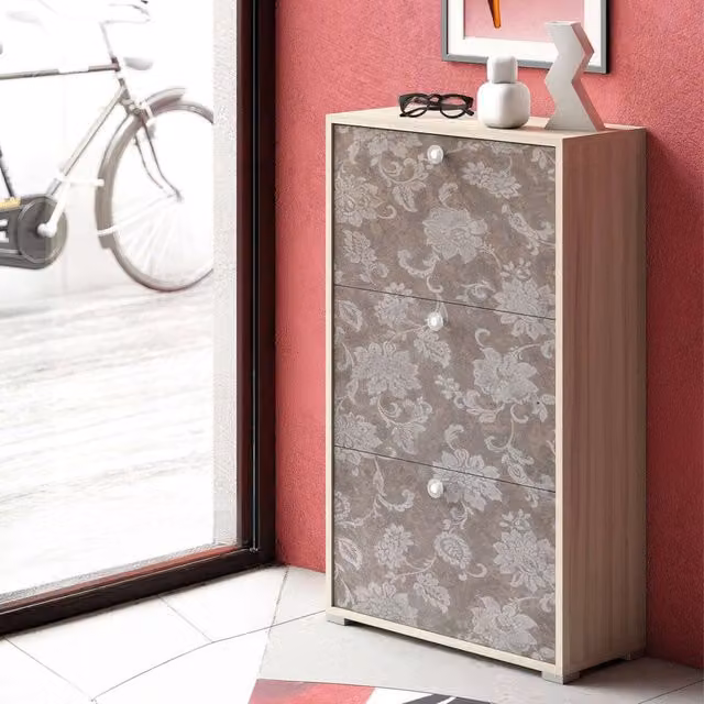 Mobile Portascarpe Axinite DMORA in Rovere Marrone, Scarpiera per 18 Paia, L: 67 cm, P: 28 cm, H: 112 cm – 1