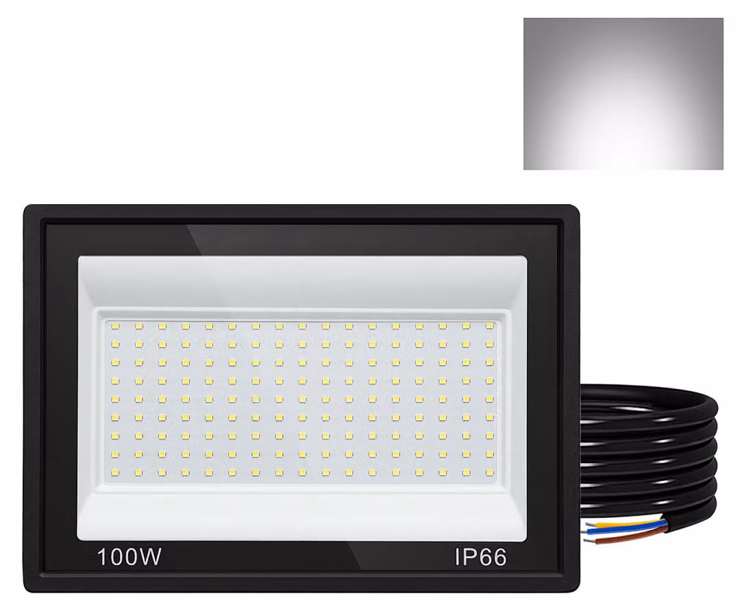 Izrielar, faretto LED da 100 W, 10 pezzi, proiettore da esterno, IP66, impermeabile, per campi sportivi e garage, 6000 K, bianco freddo, faretto da cantiere