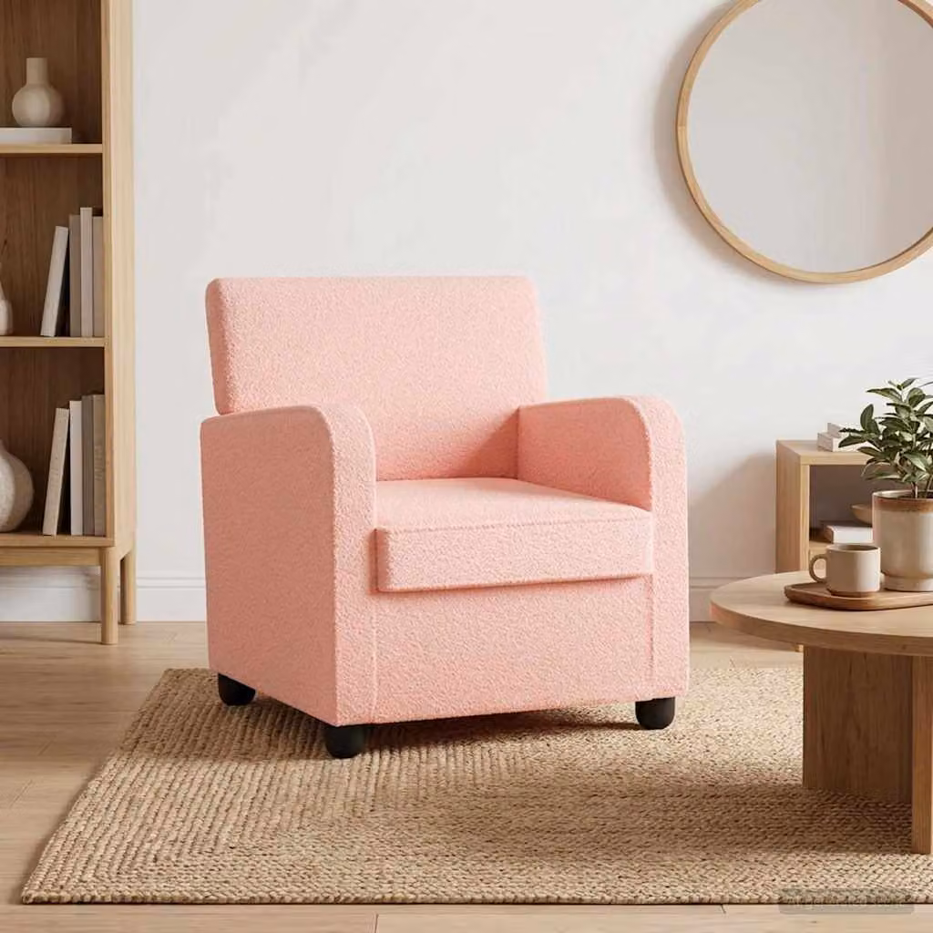 Poltrona rosa in pelliccia sintetica di agnello vidaXL con braccioli e design moderno per soggiorno o camera da letto
