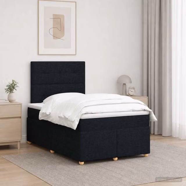 Letto box spring ibrido vidaXL con materasso a molle insacchettate e base contenitore, nero, L/P: 120 x 200 cm – 1