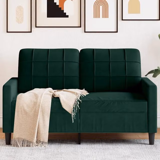 Divano moderno vidaXL in velluto verde con struttura in metallo per il tuo soggiorno L: 137 cm, P: 80 cm, H: 77 cm – 1