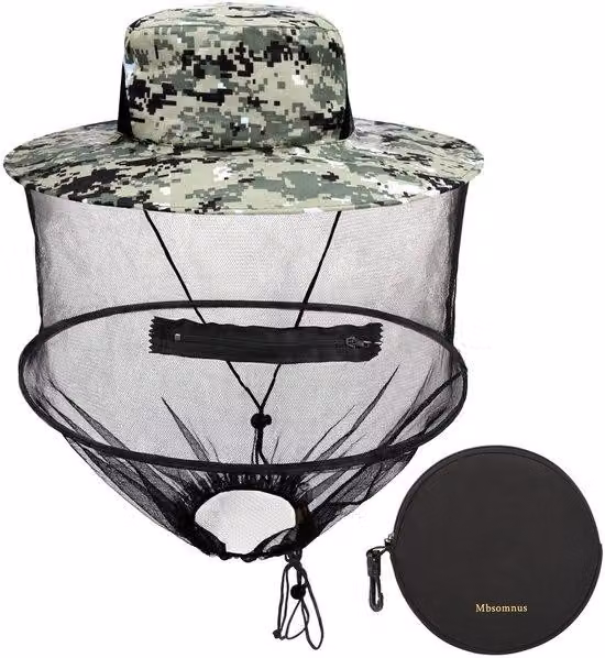 Cappello da sole con visiera antizanzare rimovibile, ad asciugatura rapida, tesa larga