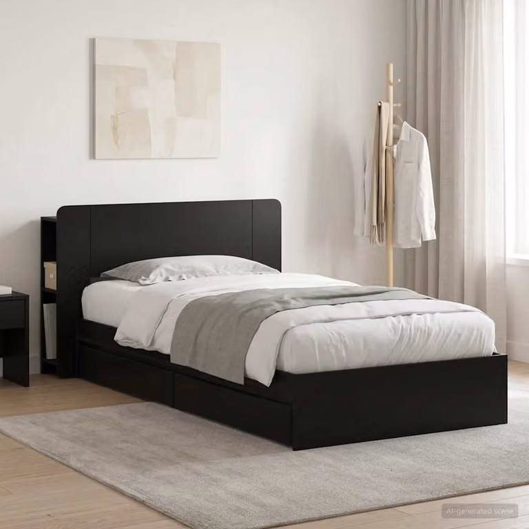 vidaXL Letto moderno con cassettone per contenimento in legno nero L 190 cm x P 75 cm x H 211,5 cm