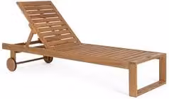 Lettino prendisole in legno duro trattato Yes Everyday modello DANUBIO 0806984 colore marrone con ruote per giardino