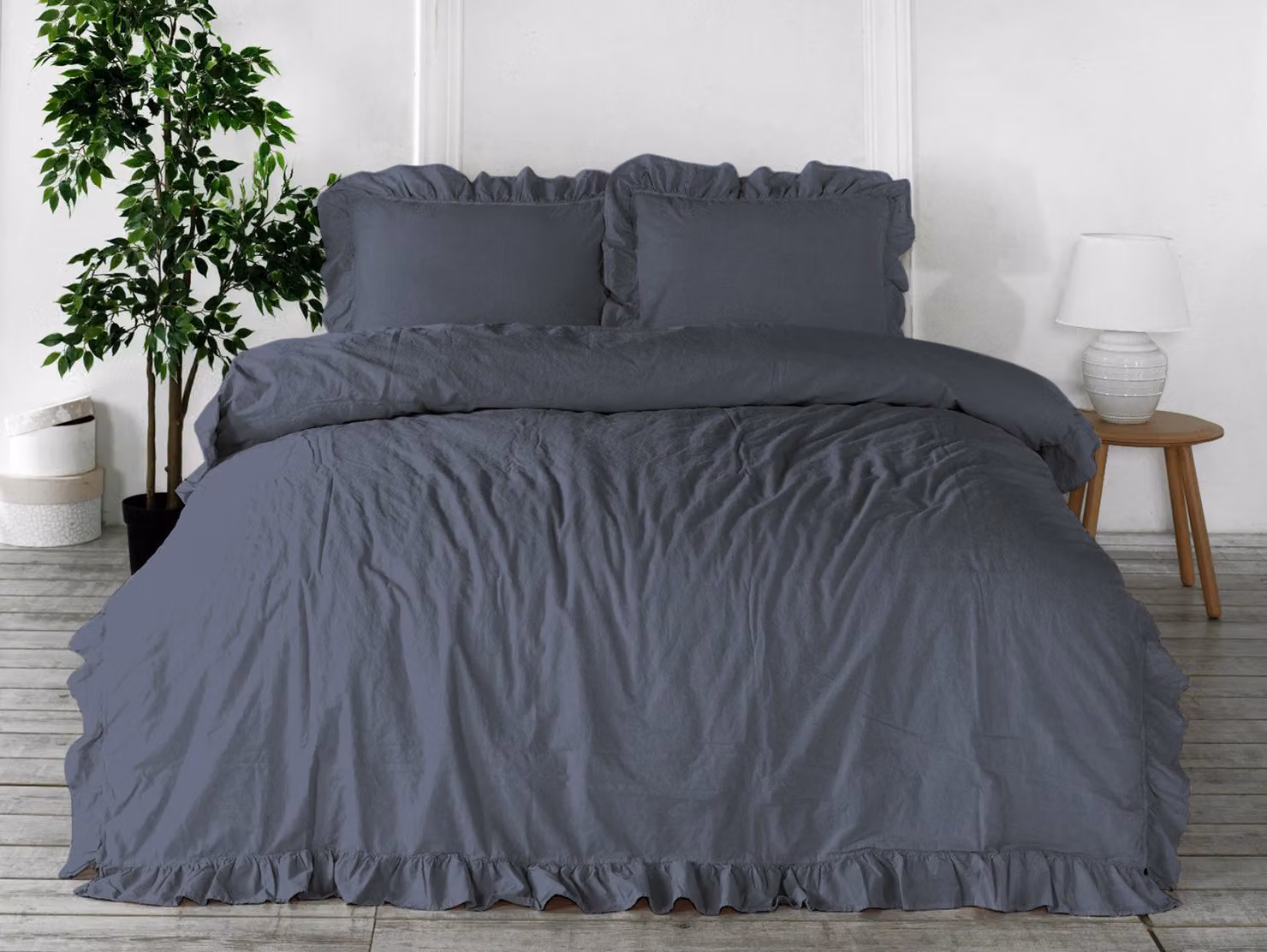 Biancheria da letto in cotone GRIGIO NATURALE/220X200(P) LAVATO A PIETRA