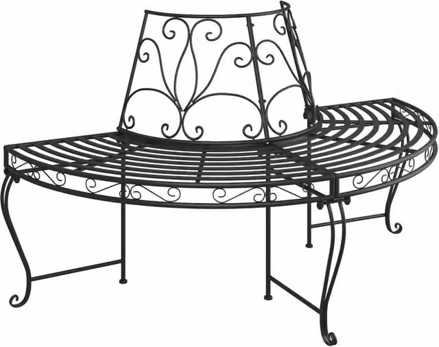 Panchine per Albero Semicircolari 2 pz Ø160 cm Nere in Acciaio 3095716