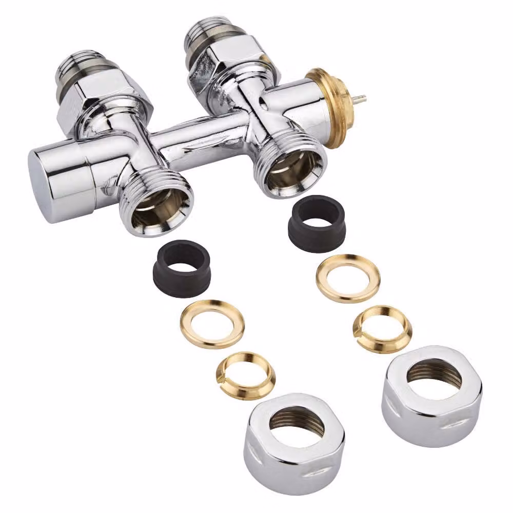 Valvole Termostatiche Diritte Multiblock H per Radiatori con Adattatori Rame Ø14mm