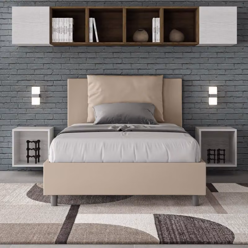 Letto imbottito Antea Ityhome con contenitore in similpelle e microfibra, L/P/H: 120 x 210 x 135 cm – 2