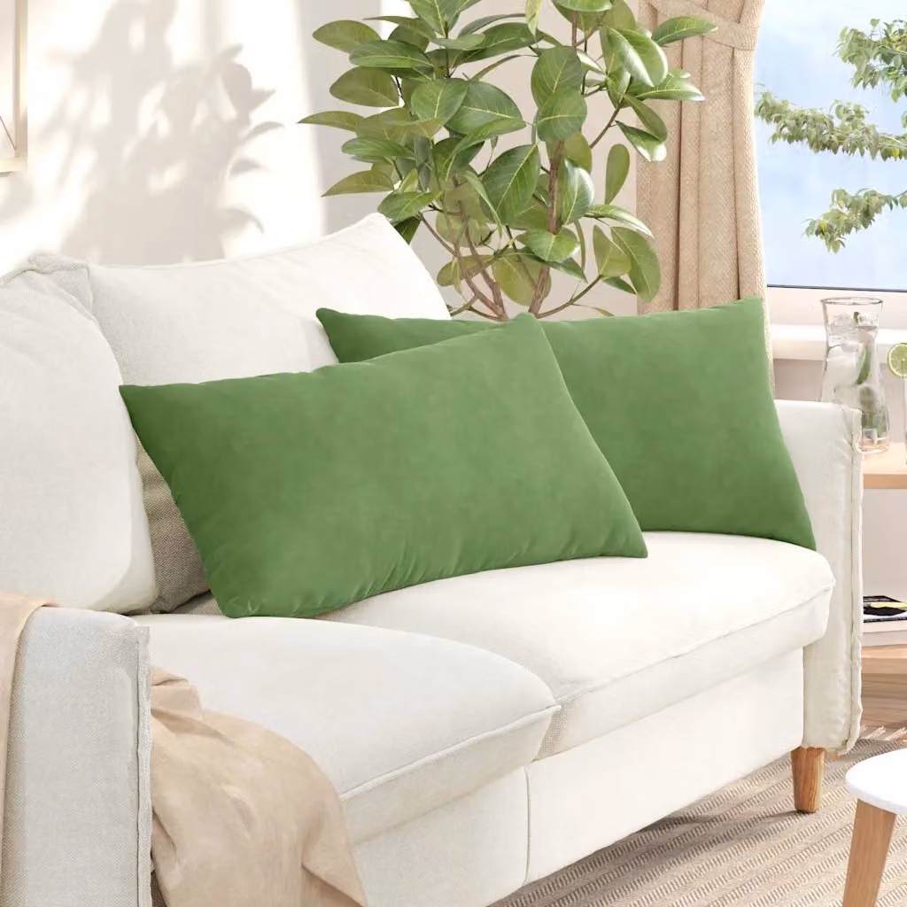 Set di 2 cuscini da divano vidaXL in velluto a coste verde chiaro, L 80 cm x P 40 cm