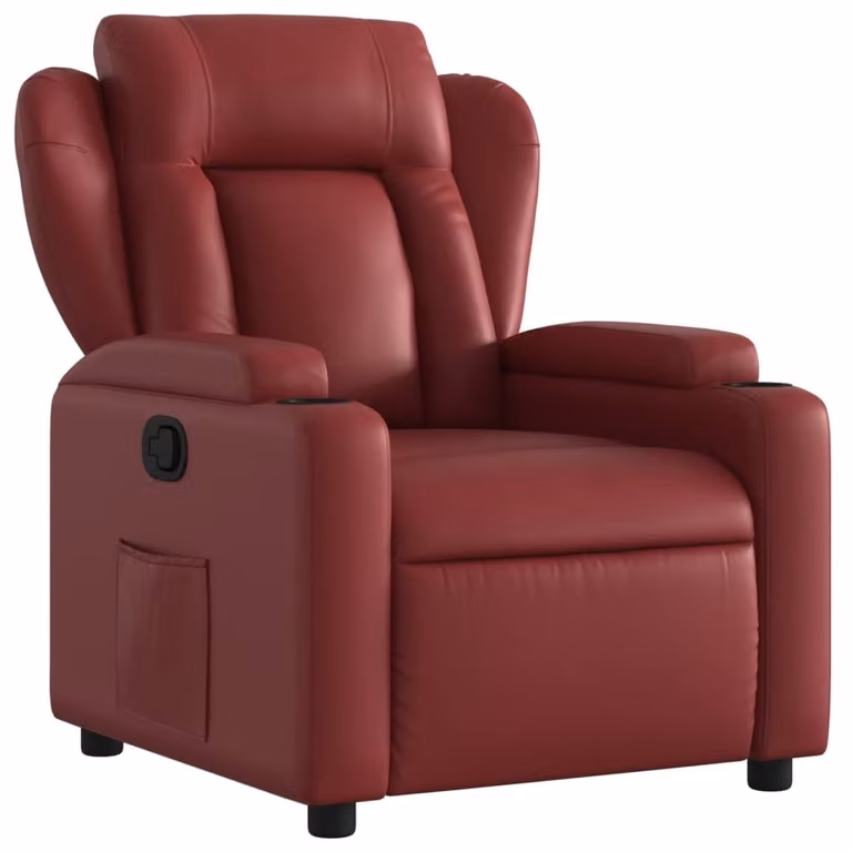 Poltrona Reclinabile Rosso Vino in Pelle finta