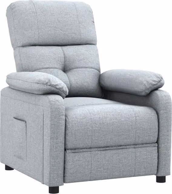 Poltrona | Sedia Relax Reclinabile in Tessuto Grigio Chiaro