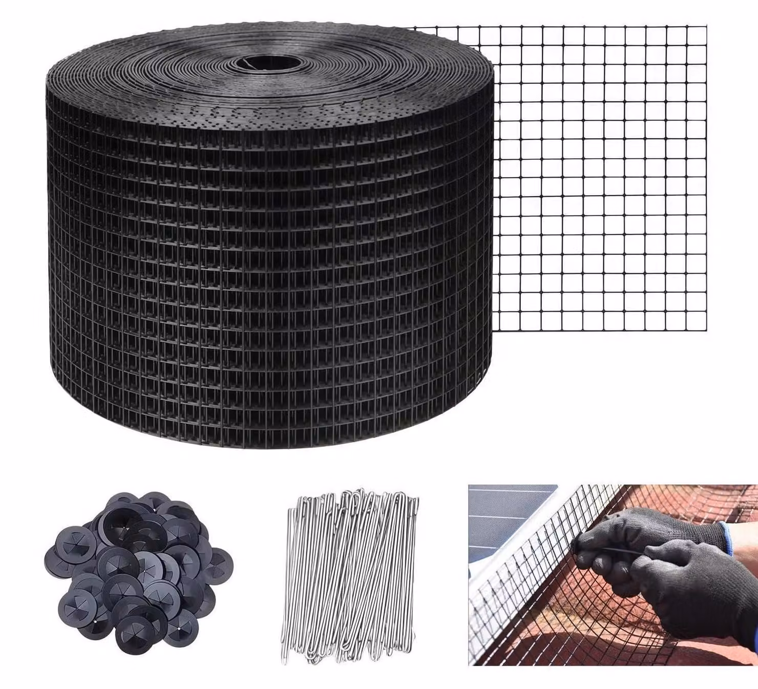 Rete di protezione per uccelli, modello Solar, 30 metri di lunghezza, PVC resistente alla corrosione, 20 cm di larghezza, inclusi 100 fascette stringicavo