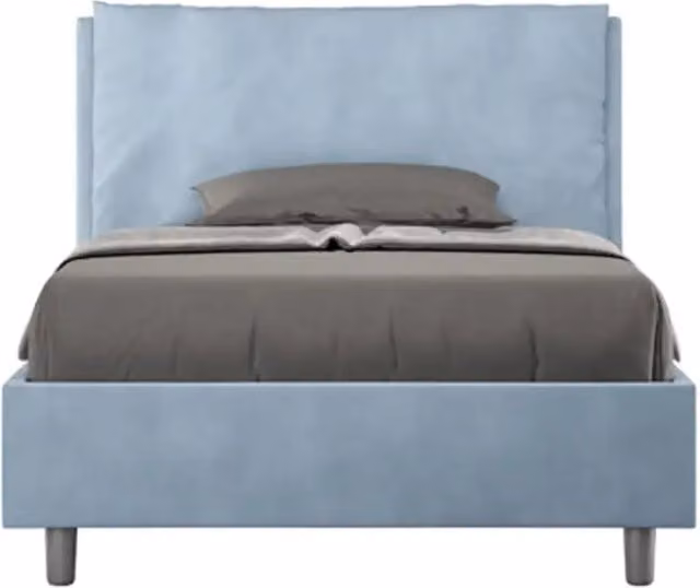 Letto una piazza e mezza contenitore imbottito Antea Large Ityhome in microfibra azzurro L/P: 120 x 190 cm