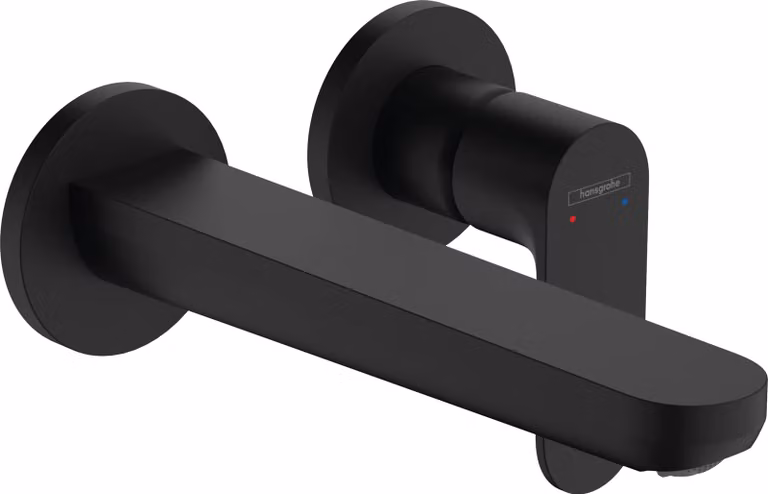 Miscelatore per lavabo da incasso, modello Rebris S, con bocchetta di scarico di 20 cm, finitura nero opaco