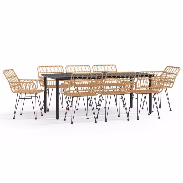 Set da Pranzo da Giardino 9 pz in Polyrattan