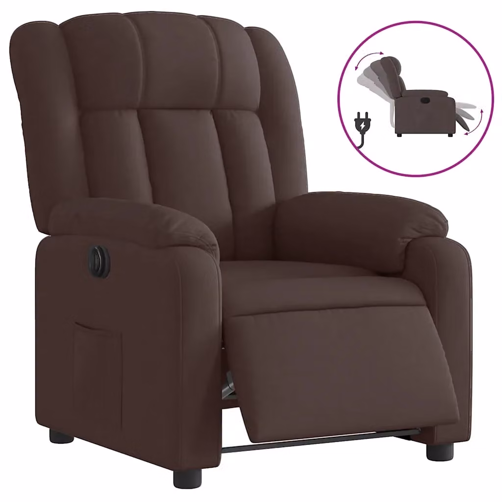 vidaXL Poltrona Elettrica Reclinabile in Tessuto Marrone con Braccioli e Funzione Auto-Return – 2
