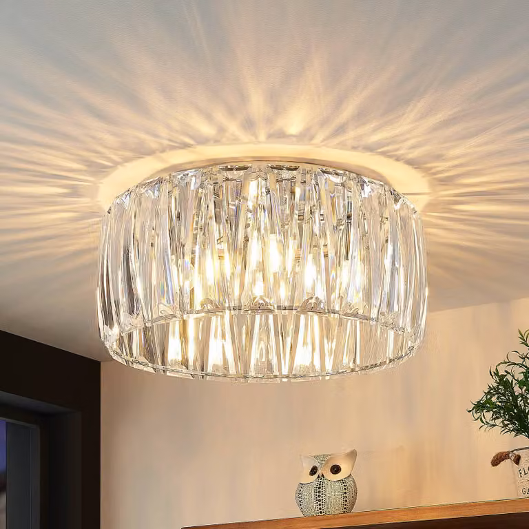 Plafoniera soffitto Sofia Lindby, dimmerabile, Chiaro / Trasparente, Soggiorno / Sala da pranzo, Plastica, Moderno, Plafoniera