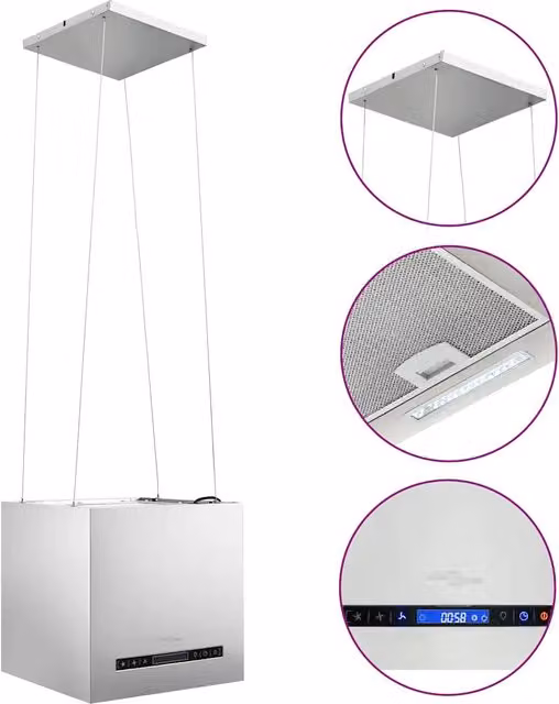 Cappa da Cucina ad Isola Sospesa LCD-Elettrodomestici da cucina con Sensore 37 cm Acciaio
