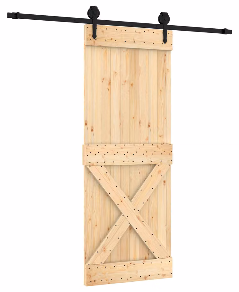 Porta scorrevole Naturale e Nero 80 x 210 cm