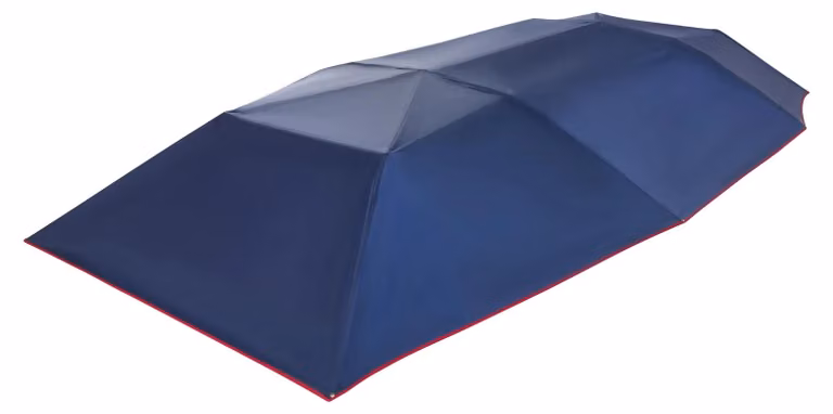 Tenda parasole per auto - Tenda da tetto per auto semiautomatica - 4,2 x 2,2 m - Impermeabile - Protezione UV - Resistente al vento con cinghie - Tessuto in fibra di vetro e Oxford - Blu navy