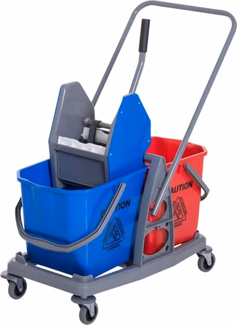 Carrello delle pulizie professionale HOMCOM con 2 secchi da 25L e strizzatore, L/P/H: 73 x 45 x 92 cm