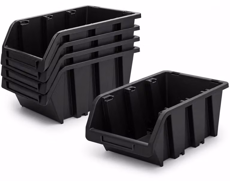 Set di 5 contenitori impilabili in plastica PP per l'officina