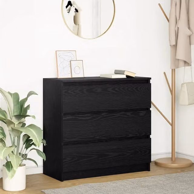 Credenza Rovere Nero 80x35x76 cm in Legno Multistrato 861734