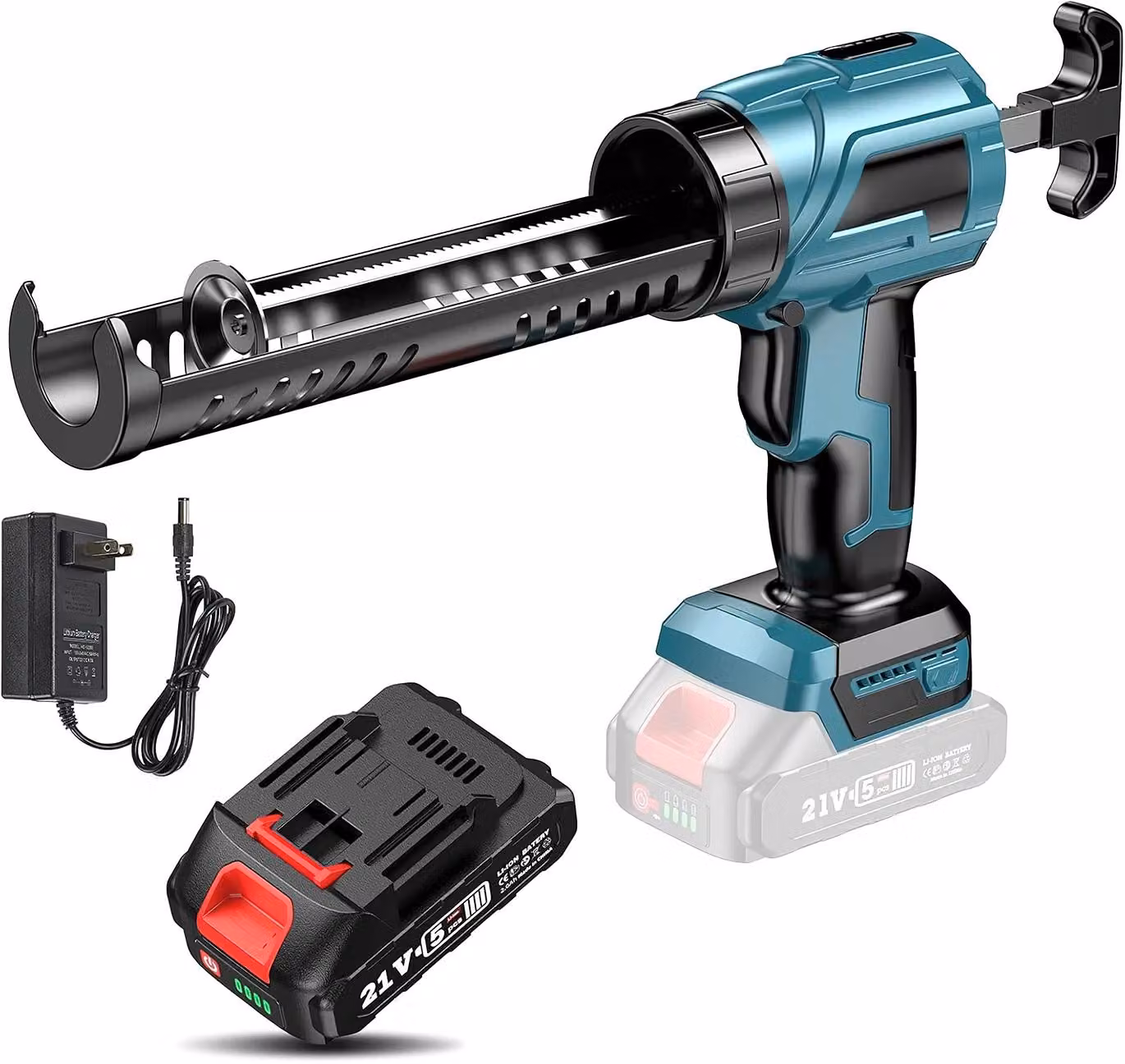 Pistola a colla elettrica - Pistola per cartucce a batteria - 4 velocità - Senza fili - Compatibile con batterie Makita da 18V - Include 1 batteria