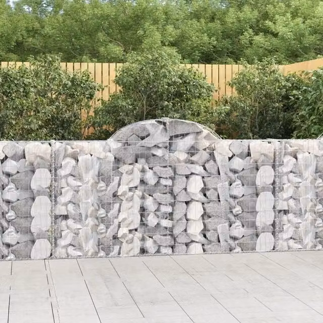 Set di 15 Cesti Gabbioni ad Arco Videx in Acciaio Zincato Argento L: 200 cm, P: 30 cm, H: 100/120 cm – 1