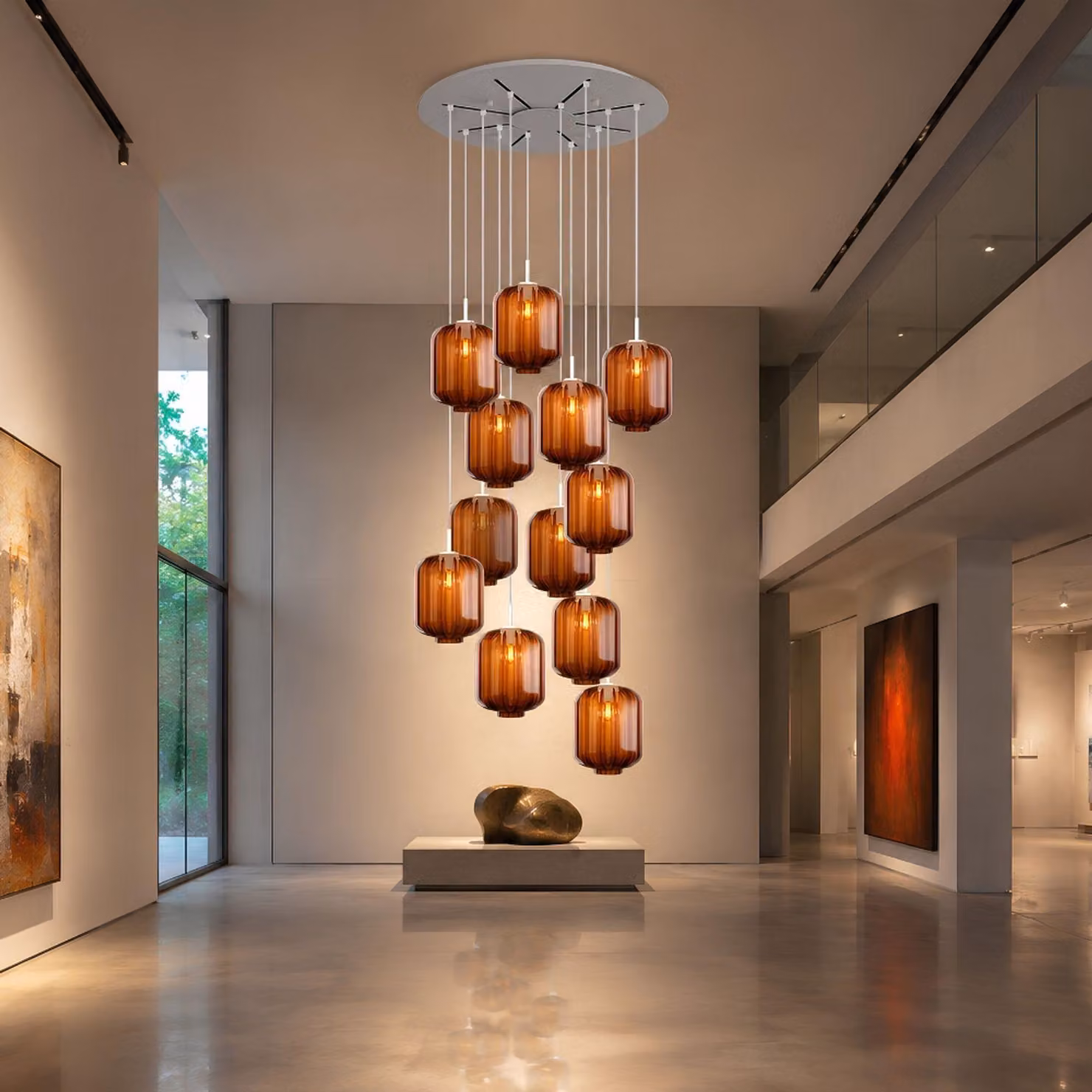 s.luce Velo gallery light 12 fiamme Ø 80cm baldacchino, Ø 20cm Brown 12 fiamme Cilindrico, Rotondo, Oblungo