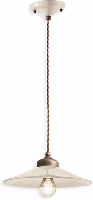Lampadario Vintage Colors Ferro E Ceramica Crema 1 Luce E27 30Cm
