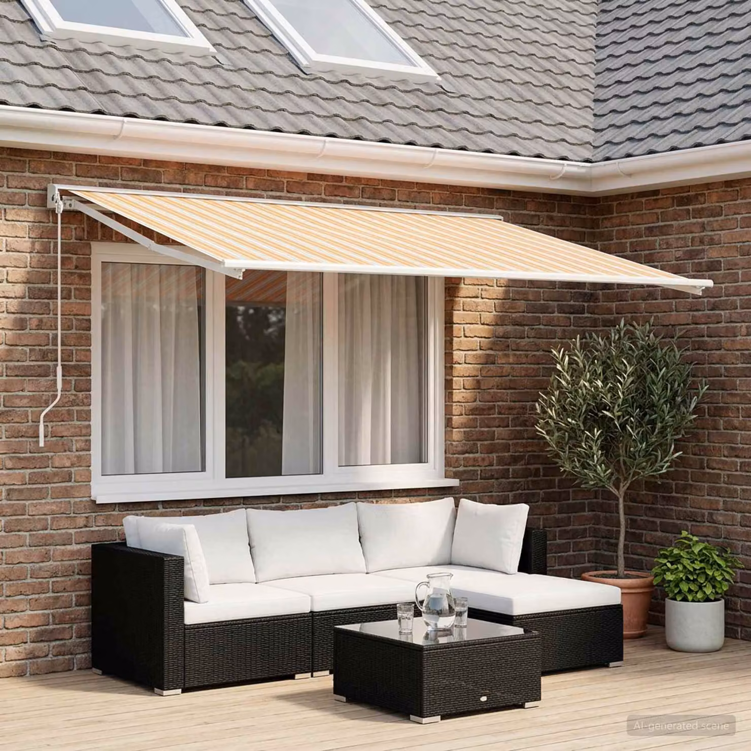 Telo di ricambio per tenda da sole vidaXL in poliestere, Blu e Arancione, L 500 x P 350 cm