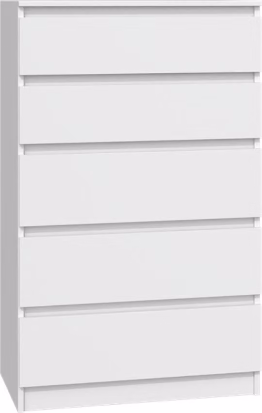 VBChome Comò con 5 cassetti 70 x 40 x 110 cm Bianco Comò senza maniglie Armadio multiuso per corridoio Camera da letto Soggiorno Camera dei bambini Moderno Bianco
