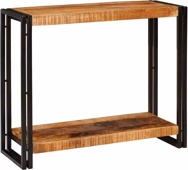 Tavolo Consolle Moderno in Legno di Mango Massello Marrone L: 90 cm, P: 33 cm, H: 75 cm