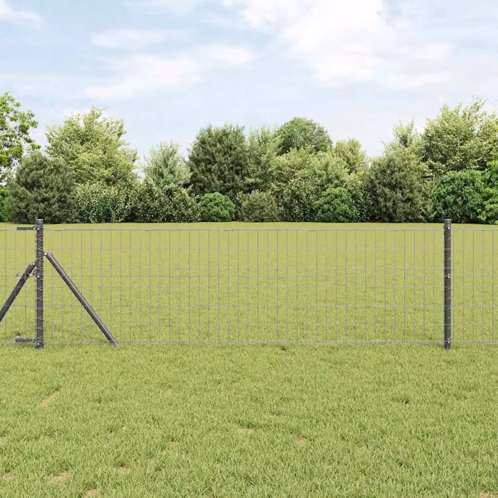 Recinzione vidaXL in ferro rivestito in PVC Grigio, L: 25 m, H: 0,8 m